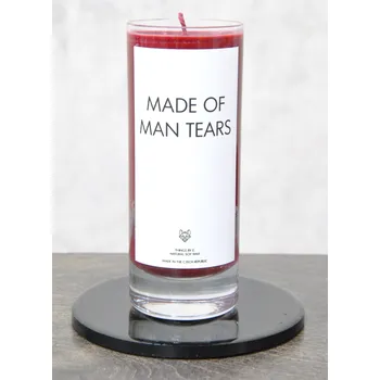 Svíčka IRONIC CANDLES -MADE OF MAN TEARS Velikost svíčky / Size: Malá / Small, Barva a vůně / Color and scent: Šedá - ČERSTVĚ VYPRANÉ PRÁDLO
