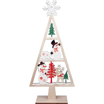 Vánoční dekorace Anděl Přerov Strom s dekoracemi dřevěný na postavení 16 x 34 x 6 cm, barevný