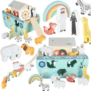 Hračka pro nejmenší Dřevěný sorter Lulilo – Noemova archa se zvířátky