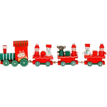 Vánoční dekorace Springos CA1266 dřevěný vláček 21 x 5 cm červený/zelený