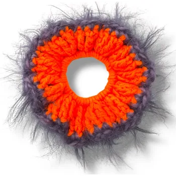 CARAMBOL TEXTURES háčkovaná scrunchie gumička - ORANGE VIBE