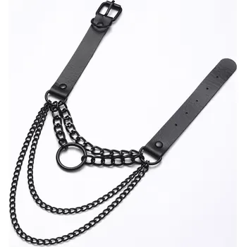 Náhrdelník DARK CHOKER / náhrdelník - černý s dlouhými řetízky / ALL BLACK