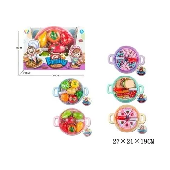 Dětská kuchyňka WARZYWA OWOCE,PIZZA ,TOSTY DO KROJENIA NA PATELNI 666-102AB