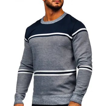 Pánský svetr Tmavě modrý pánský svetr Bolf 6300 - 3XL