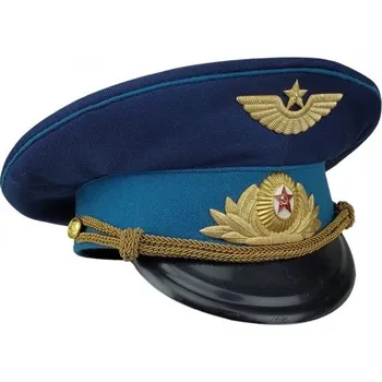 Klobouk ARMÁDNÍ ORIGINÁL RUSKO Brigadýrka letec Rusko modrý lem zlatý podbradník,odznak originál Velikost: 57