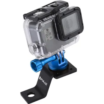 PULUZ pevný držák na motocykl z hliníkové slitiny s adaptérem a šroubem pro GoPro, Insta360, DJI a další akční kamery (modrý)