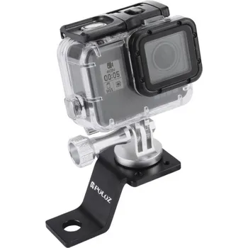 PULUZ pevný držák na motocykl z hliníkové slitiny s adaptérem a šroubem pro GoPro, Insta360, DJI a další akční kamery (stříbrný)