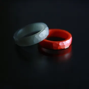 Prsten Luba Bakičová - broušený prsten ze skla / CLEAR kroužek geom průhledný Velikost: velikost 51,5 / 6