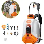 Bateriový zádový postřikovač VEVOR, elektrický zádový postřikovač o objemu 16 l, 2 tyče a 8 trysek, nastavitelný tlak 0-90 PSI, doba provozu 4 hodiny, přenosné zahradní postřikovače na trávník pro pletí, postřikování a čištění