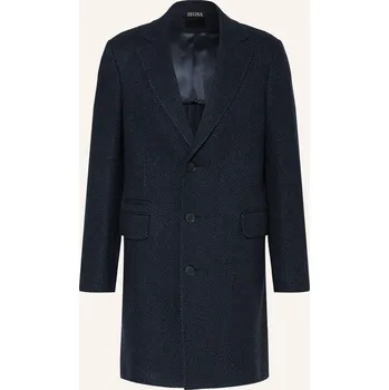 Zegna Pánský Vlněný Kabát, modrá / černá, 52