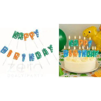 Dortová svíčka Svíčka narozeninová Dino 'Happy Birthday' (13 ks) - mix