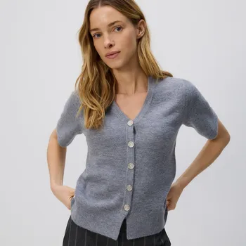 Dámský svetr Reserved - Kardigan s ozdobnými knoflíky - středně šedá - 640HO-85M - 640HO-85M-M
