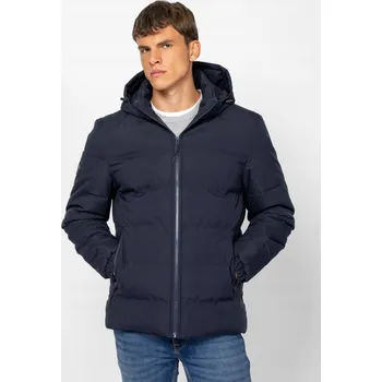 HEAVY TOOLS PÁNSKÁ ZIMNÍ PROŠÍVANÁ BUNDA S KAPUCÍ NASIM NAVY TMAVĚ MODRÁ S