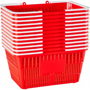 Nákupní košík VEVOR Nákupní košík 12 Ks 21L s uchy, stohovatelný, červený