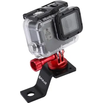 PULUZ pevný držák na motocykl z hliníkové slitiny s adaptérem a šroubem pro GoPro, Insta360, DJI a další akční kamery (červený)