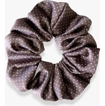 MURU Saténová gumička velká - Hnědý puntík