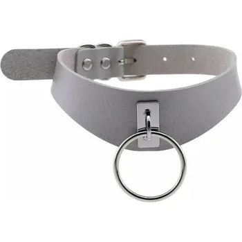 Náhrdelník DARK CHOKER / náhrdelník - stříbrný se stříbrným kroužkem