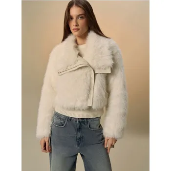 Dámský kabát Bunda z umělé kožešiny - S - House - krémový - 138EW-01X