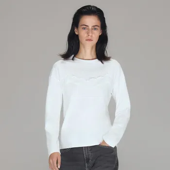 Dámské tričko Reserved - Bavlněné tričko s krajkou s dlouhým rukávem - bílá - 383IK-00X - 383IK-00X-L