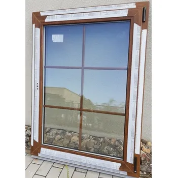 Okno SKLADOVÁ-OKNA.cz NOVÉ!!! REHAU SmartLine + Classic - 1200 x 1200 mm Zlatý dub