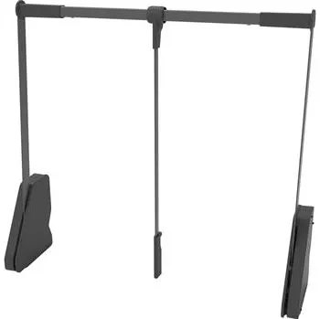 Nábytkové kování CONERO sklopná tyč na šaty, světlá šířka skříně 625-808 mm, černá