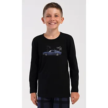 Chlapecké pyžamo Vienetta Kids Dětské pyžamo dlouhé Speed Barva: Šedá - tmavě, Velikost: 15/16