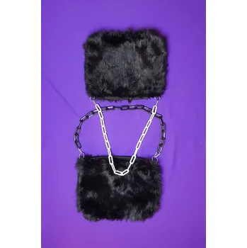 Kabelka PRINCESS TIRAMISU Taška / KABELKA přes rameno velká FLUFF - černý řetěz / black