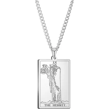 Náhrdelník DARK TAROT náhrdelník z nerez oceli / THE HERMIT / POUSTEVNÍK Barva: Zlatá