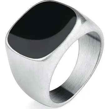 Prsten Prsten z matné nerezové oceli s černou plochou - BLACK SPOT MAT Velikost: velikost 67 / 12
