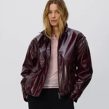 Dámský kabát Reserved - Bunda s umělé kůže - mahagonová - 773HD-93X - 773HD-93X-XL