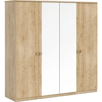 Šatní skříň Čtyřdveřová šatní skříň se zrcadlem Cody - dub