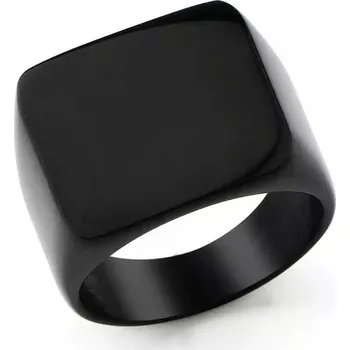 Prsten Černý prsten z nerezové oceli - čtvercový / ALL BLACK Velikost: velikost 57 / 8