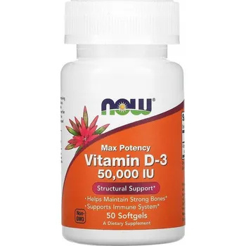 NOW Foods, Vitamín D3, 1250 μg (50 000 IU), 50 měkkých kapslí