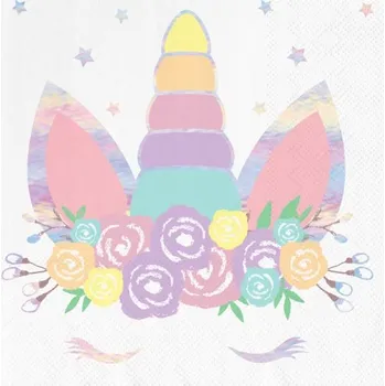Papírový ubrousek Ubrousky PartyPal 512330 Jednorožec 10 kusů 16,5x16,5 cm