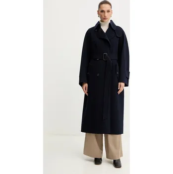 Dámský kabát Vlněný kabát Weekend Max Mara CADINE tmavomodrá barva, 2525016022600 59X, vel. 38