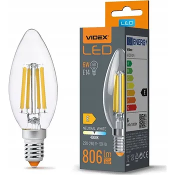 Žárovka LED žárovka 6W Svíčka Filament Neutrální E14