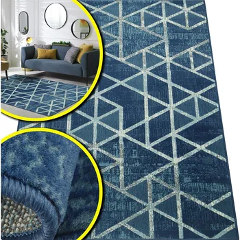 Koberec KOBEREC MODERNÍ KOBEREC MODRÝ BÍLÝ VENEZIA KOBERCE DO OBÝVÁKU 60x110