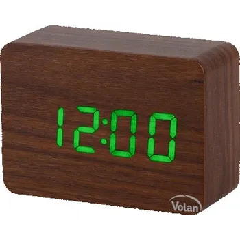 Hodiny HODINY Budík DŘEVĚNÝ LED Elektronický Digitální Stojící - TEPLOMĚR + DATUM