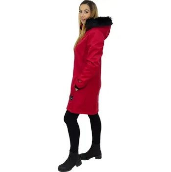 Dámský kabát ESITO | Dámský zimní softshellový kabát s beránkem Lamb Red - červená / M