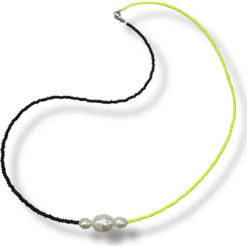 Náhrdelník Things by E. - korálkový náhrdelník s říčními perlami - FLUO