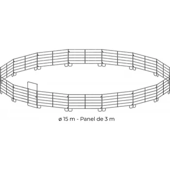 Kruhová jízdárna, kruhovka pro koně průměr 15 m z ohradních panelů La Gée 3 x 1,6 m