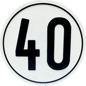 Přívěs Samolepka omezení rychlosti 40 km/h průměr 200 mm bílá černé písmo