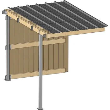 Prodloužení dřevěného přístřešku pro koně La GÉE 2 x 3 m šikmá střecha plechová krytina