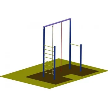 Posilovací věž Šplhací konstrukce WK20 c, varianta 3 exteriér - 1 hrazda, 1 lano, 1 tyč, 1 žebřík