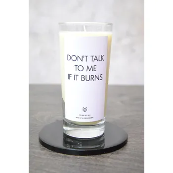 Svíčka IRONIC CANDLES - DONT TALK TO ME IF ITS BURNS Velikost svíčky / Size: Střední / Medium, Barva a vůně / Color and scent: Neon žlutá - LITSEA CUBEBA (citrusová)