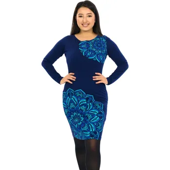 Dámské šaty Himalife Šaty Moon - tmavě modrá Velikost: XXL - Móda pro plnoštíhlé, Oblečení nadměrné velikosti