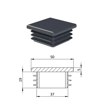 Příslušenství pro plot Krytka plastová 50 x 50 x 3 - 5 mm, antracit