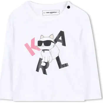 Chlapecké tričko Dětské bavlněné tričko s dlouhým rukávem Karl Lagerfeld Z30962 bílá 00X, vel. 102