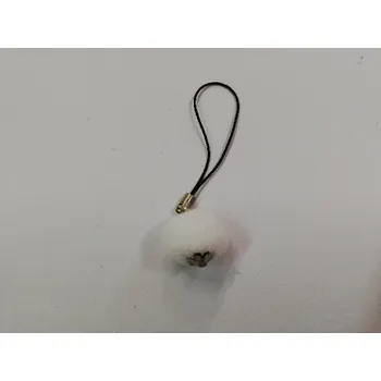 Přívěsek na mobil - bambulka - bílá