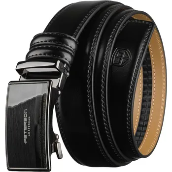 Opasek Elegantní černý kožený pánský opasek s automatickou sponou - Peterson (135)